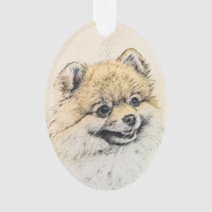 Pomeranian (Orange) Painting - Original Dog Art Ornament