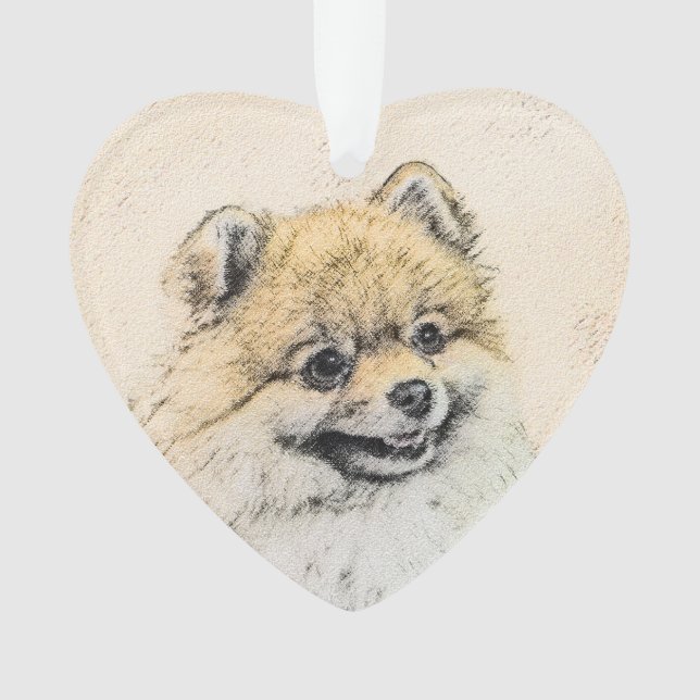 Pomeranian (Orange) Painting - Original Dog Art Ornament (Front)
