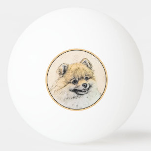 Pomeranian (Orange) Painting - Original Dog Art Ping Pong Ball