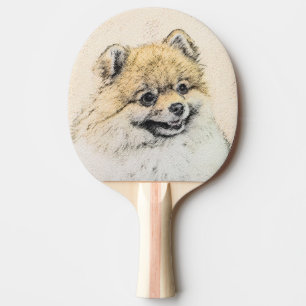 Pomeranian (Orange) Painting - Original Dog Art Ping Pong Paddle
