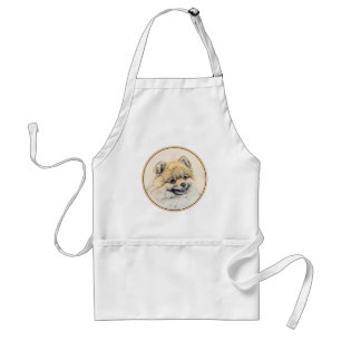 Pomeranian (Orange) Painting - Original Dog Art Standard Apron