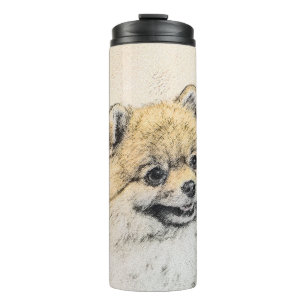 Pomeranian (Orange) Painting - Original Dog Art Thermal Tumbler