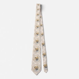 Pomeranian (Orange) Painting - Original Dog Art Tie