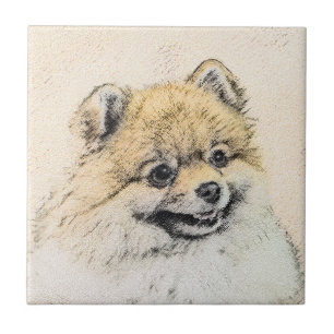 Pomeranian (Orange) Painting - Original Dog Art Tile