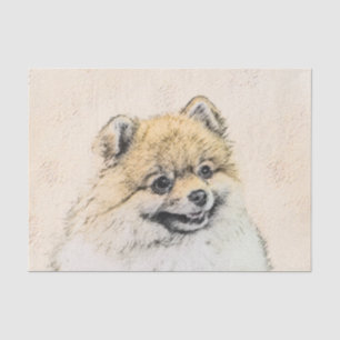 Pomeranian (Orange) Painting - Original Dog Art Tissue Paper