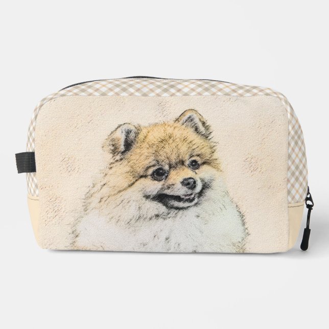 Pomeranian Painting Orange Pom Original Dog Art Dopp Kit (Front)