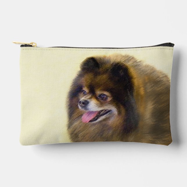 Pomeranian Painting Orange Sable Original Dog Art Accessory Pouch (Front)