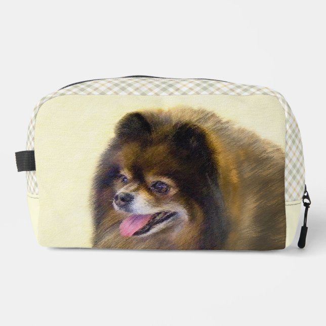 Pomeranian Painting Orange Sable Original Dog Art Dopp Kit (Front)