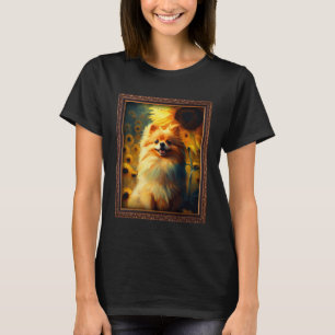 Pomeranian Painting Sunflower Flower Mom Women Flo T-Shirt