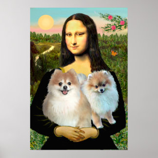 Pomeranian Pair 3 - Mona Lisa Poster