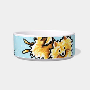 Pomeranian Pattern Baby Blue Bowl