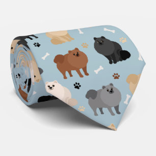 Pomeranian Paw-prints and Dog Bones Neck Tie