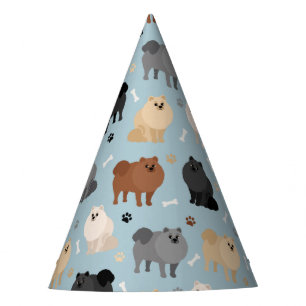 Pomeranian Paw-prints and Dog Bones Party Hat
