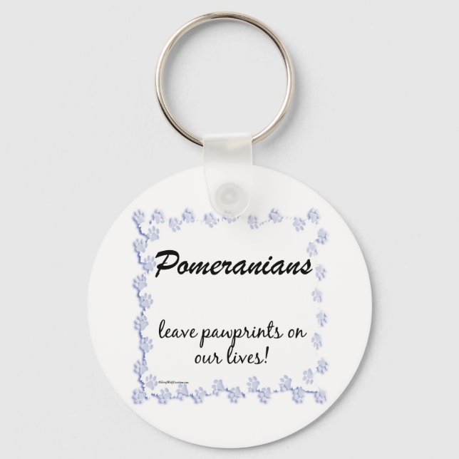 Pomeranian Pawprints Keychain (Front)