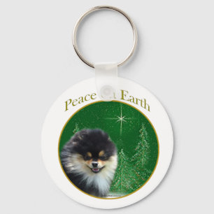 Pomeranian Peace Key Ring
