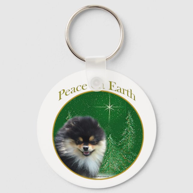 Pomeranian Peace Key Ring (Front)