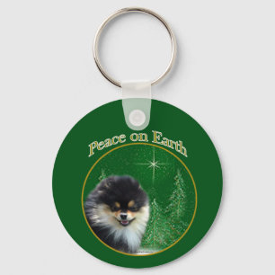 Pomeranian Peace Key Ring