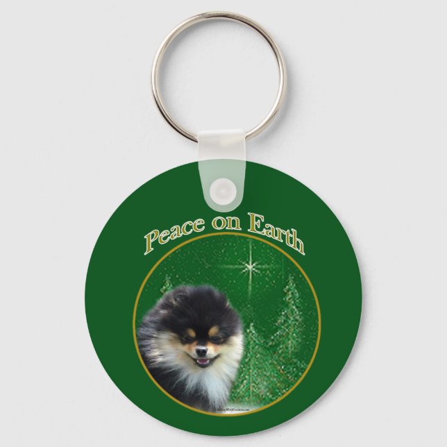 Pomeranian Peace Key Ring (Front)