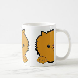 pomeranian peeking orange coffee mug