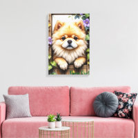 Pomeranian Peeking Through a Wooden Gate