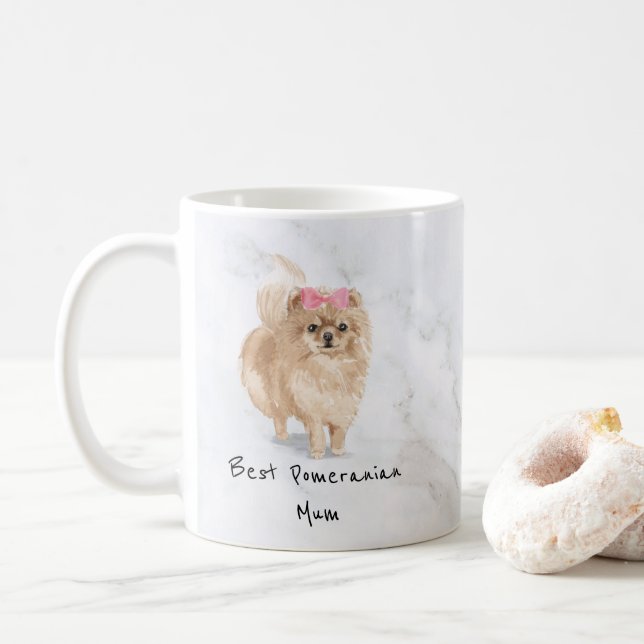 Pomeranian Personalised dog Mug (With Donut)