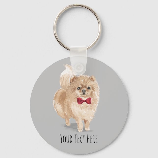 Pomeranian Personalised Keyring (Front)