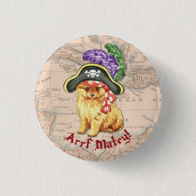 Pomeranian Pirate 3 Cm Round Badge (Front)