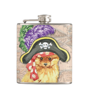 Pomeranian Pirate Hip Flask