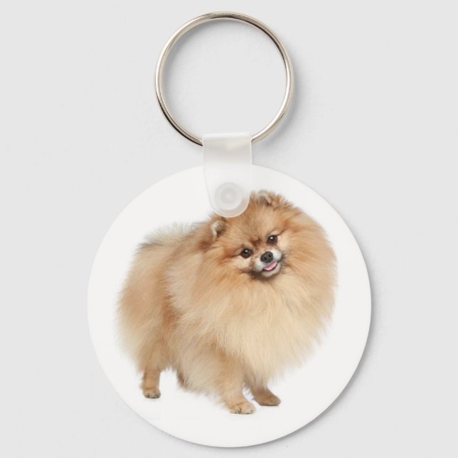Pomeranian Pom Pom Puppy Dog Keychain (Front)