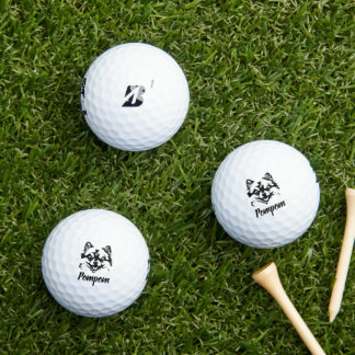 Pomeranian Print Custom Name Signature  Golf Balls