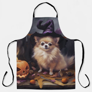 Pomeranian Pumpkins Halloween Scary  Apron