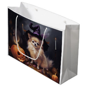 Pomeranian Pumpkins Halloween Scary Large Gift Bag