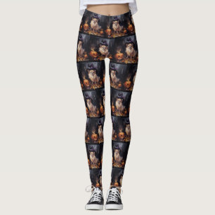 Pomeranian Pumpkins Halloween Scary Leggings