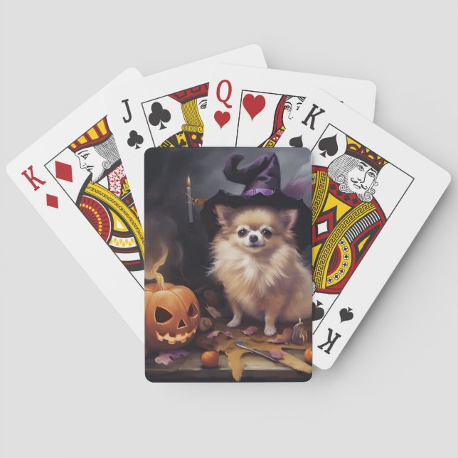 Pomeranian Pumpkins Halloween Scary  Playing Cards (Back)