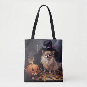 Pomeranian Pumpkins Halloween Scary Tote Bag