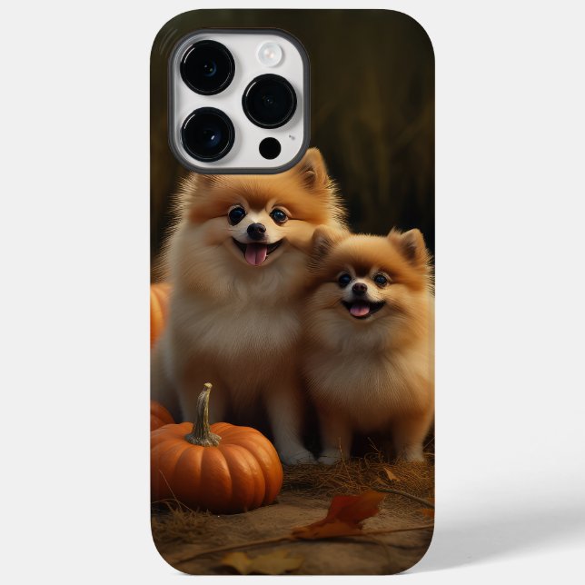 Pomeranian Puppy Autumn Delight Pumpkin Case-Mate iPhone Case (Back)