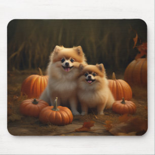 Pomeranian Puppy Autumn Delight Pumpkin Mouse Mat