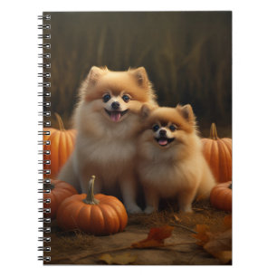 Pomeranian Puppy Autumn Delight Pumpkin Notebook