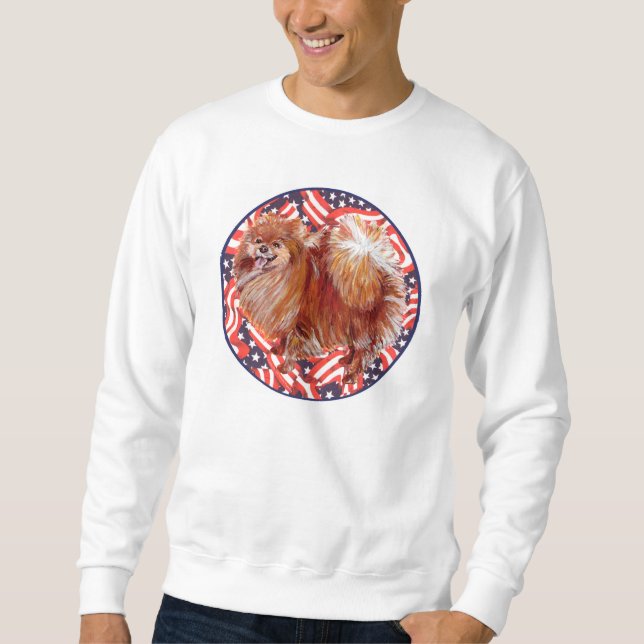 Pomeranian Red White & Blue Sweatshirt (Front)
