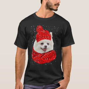 Pomeranian Red Winter Hat Christmas Scarf Dog T-Shirt