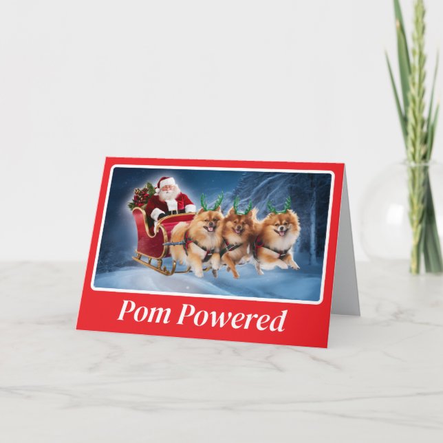 Pomeranian Reindeer Card (Front)