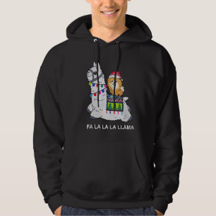 Pomeranian Riding Llama Fa La La La Llama Christma Hoodie