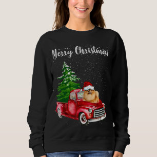 Pomeranian Riding Red Truck Merry Christmas Dog Lo Sweatshirt