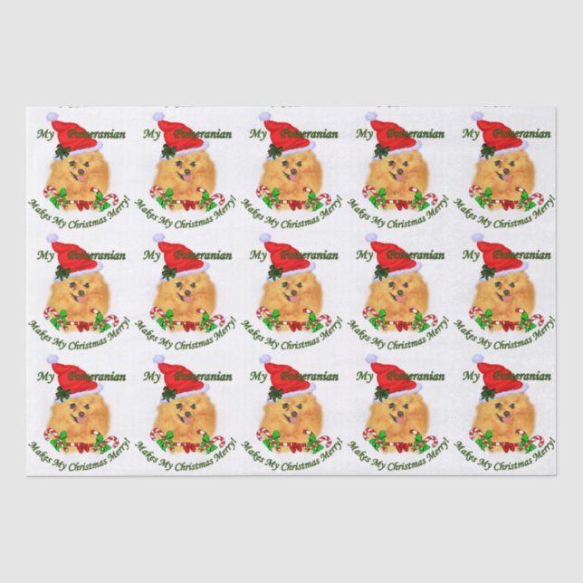 Pomeranian Santa Christmas Tissue Paper (Front)