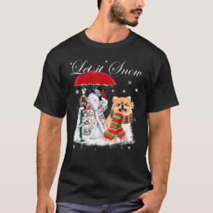 Pomeranian Santa Dog Christmas Snowman Xmas Pajama T-Shirt