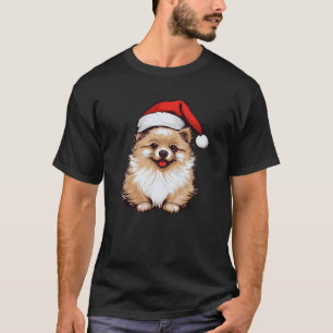Pomeranian Santa Hat Christmas Pom Dog Lovers Mum T-Shirt