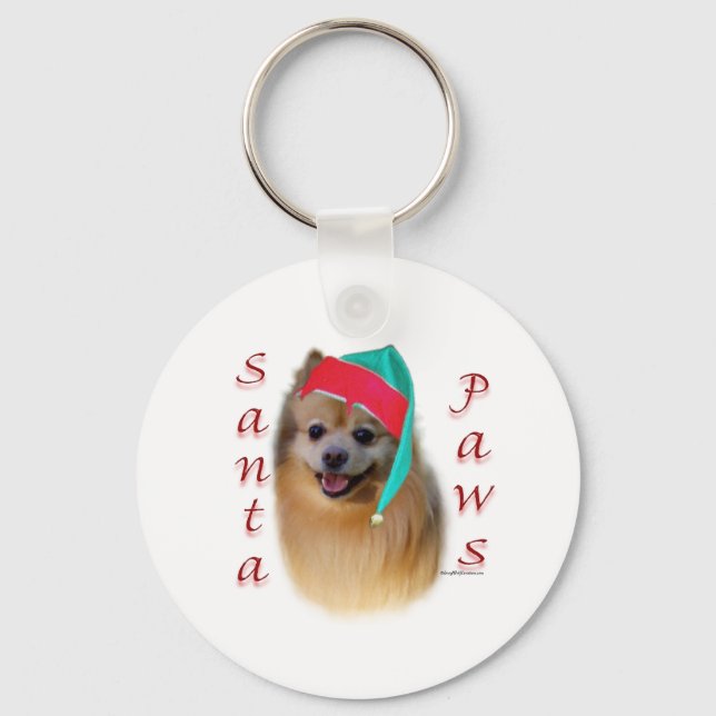 Pomeranian Santa Paws Key Ring (Front)