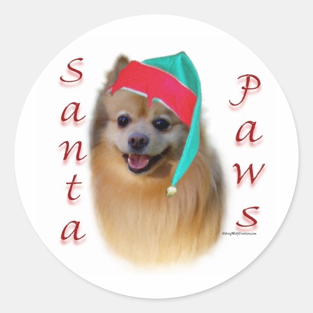 Pomeranian Santa Paws - Sticker (Front)