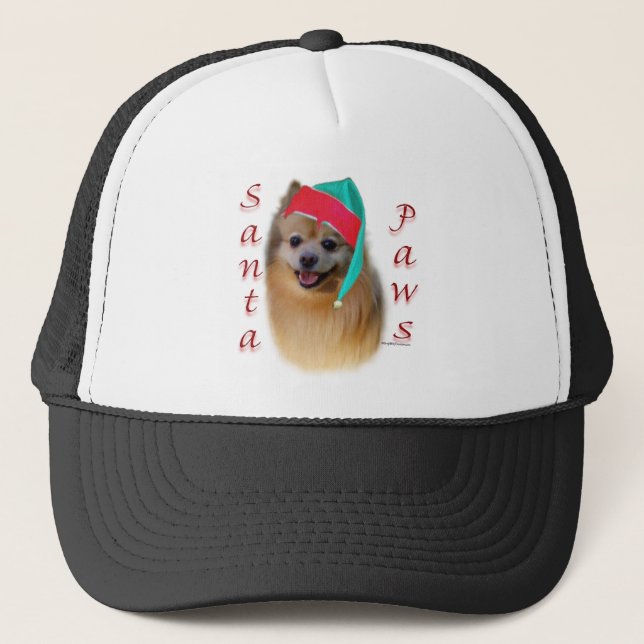Pomeranian Santa Paws Trucker Hat (Front)
