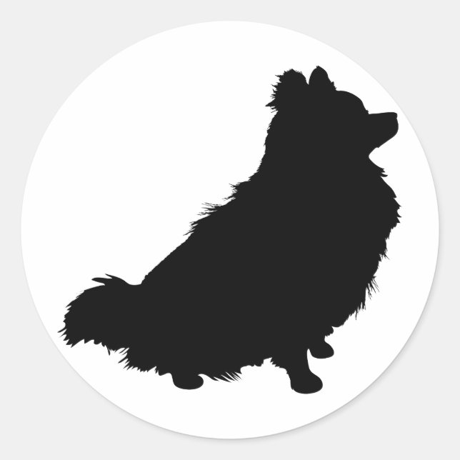 Pomeranian Silhouette Classic Round Sticker (Front)